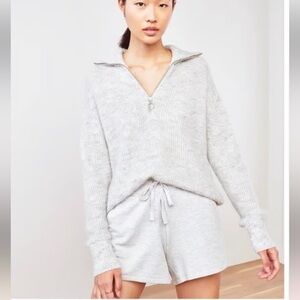 Quince Light Gray Half Zip Alpaca Sweater